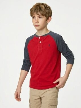 Polo by Ralph Lauren Kids Long Sleeve Red and Blue Shirt